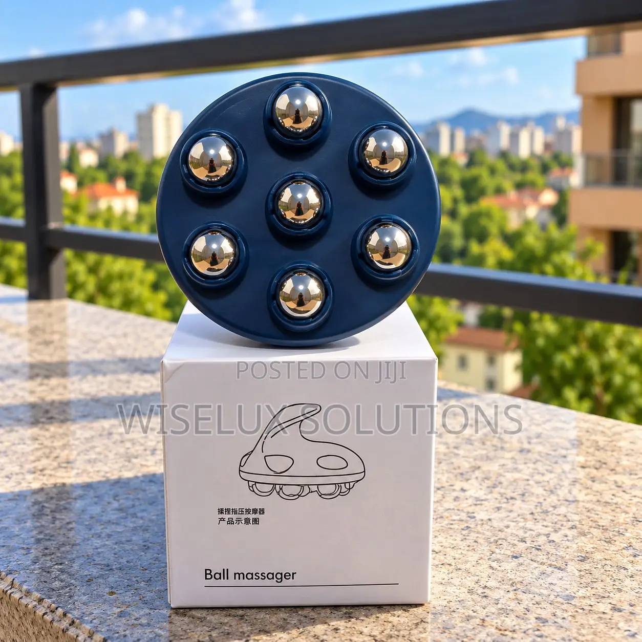 7-Head Metal Ball Massager – Handheld Scalp & Body Massage Tool