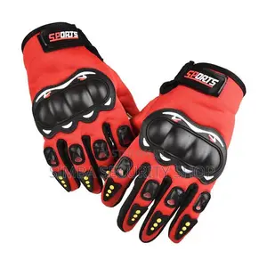 Full Finger Motorcycle Riding Gloves With Hard Knuckle Protection RED