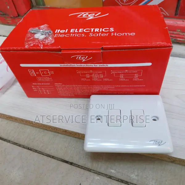 White Itel 2-Gang Double Light Switch