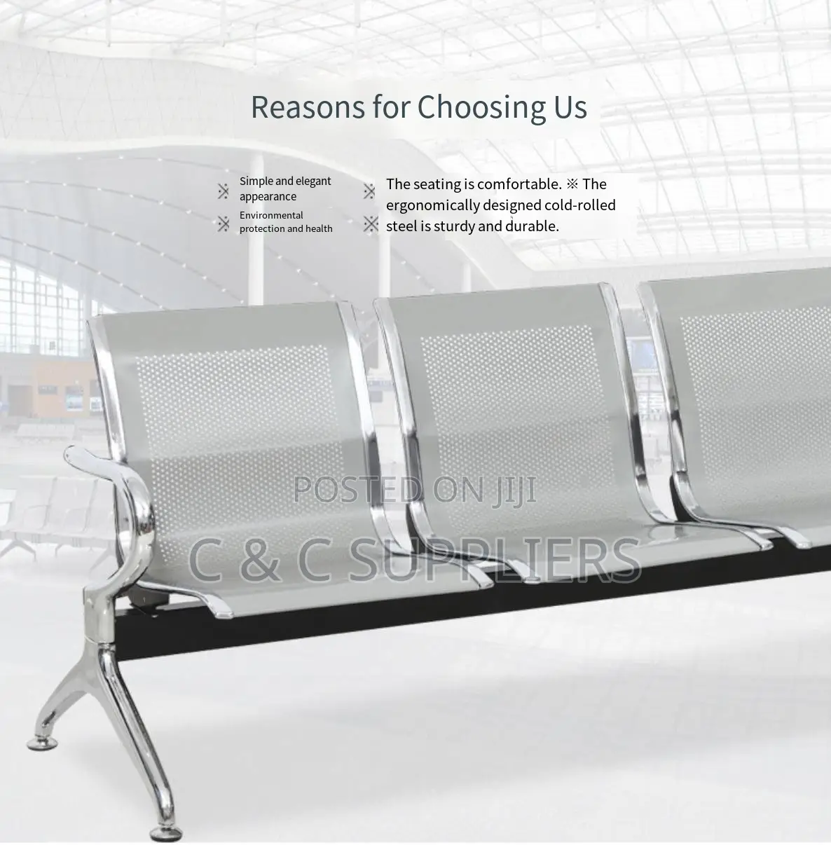 Breathable Steel Waiting Bench-3-Link