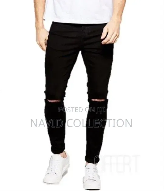 Black Knee Cut Jeans