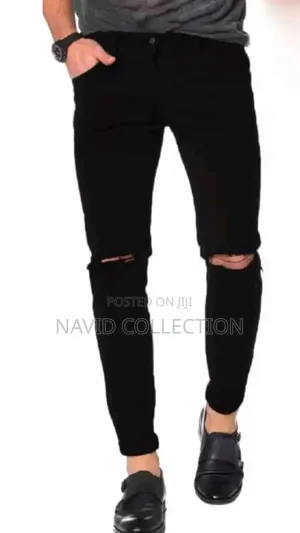 Black Knee Cut Jeans