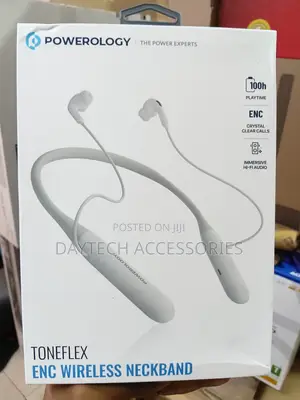 Powerology Toneflex ENC Wireless Bluetooth Neckband Earphones – White