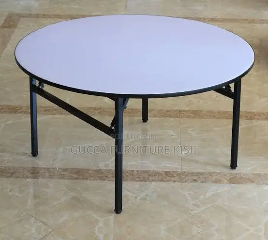 Circular Foldable Table With Metallic Stands