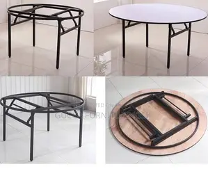 Circular Foldable Table With Metallic Stands