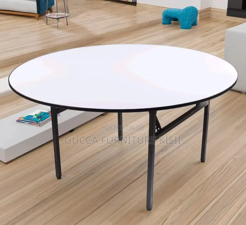 Circular Foldable Table With Metallic Stands
