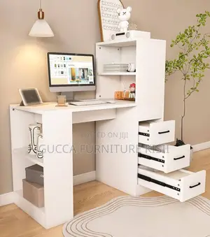 Generic Home Office Desk With Shelving Storage.