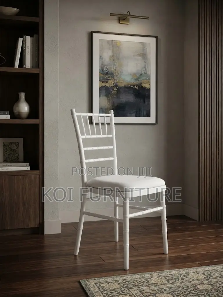 Home Chairs; White High Back Stackable Wedding Cushioned Chairs