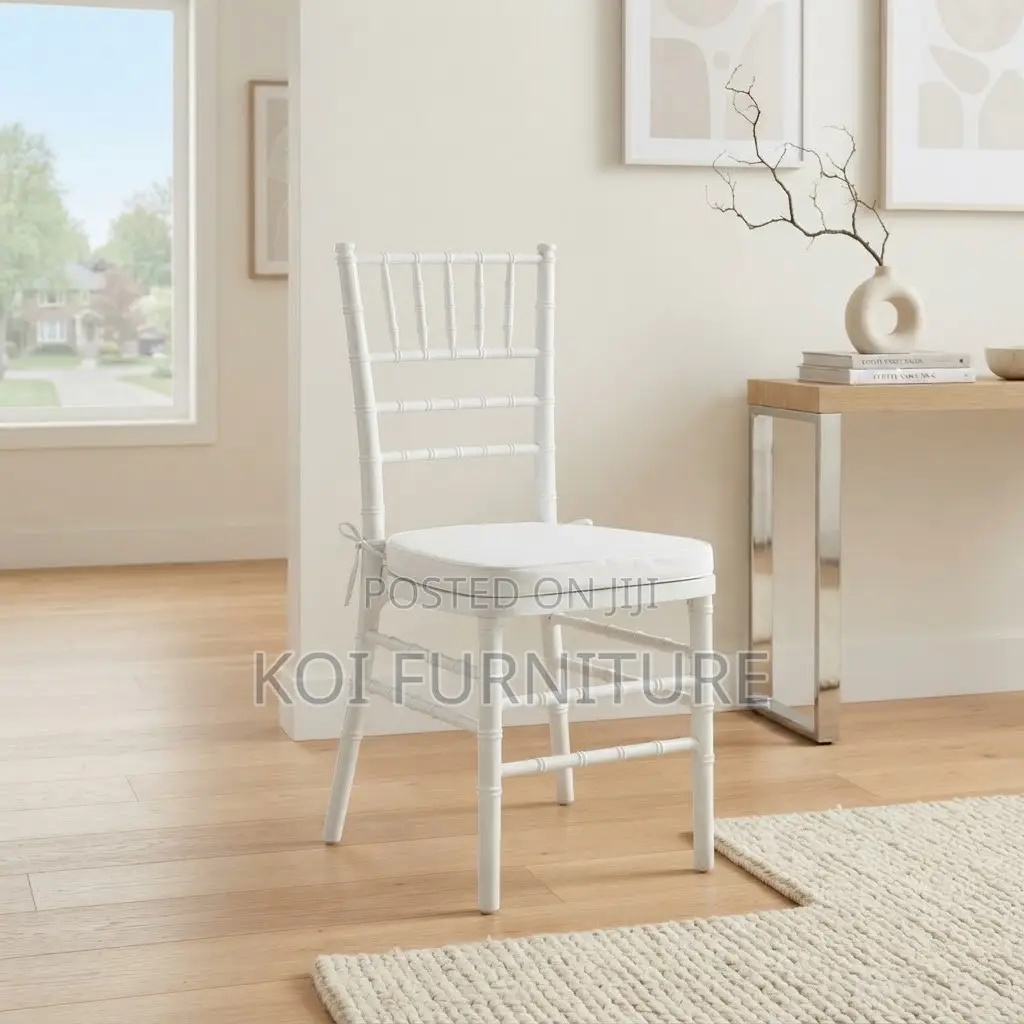 Home Chairs; White High Back Stackable Wedding Cushioned Chairs