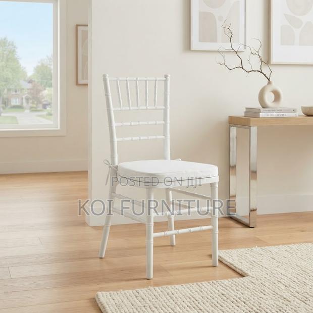 Home Chairs; White High Back Stackable Wedding Cushioned Chairs - thumbnail 4
