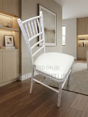Home Chairs; White High Back Stackable Wedding Cushioned Chairs