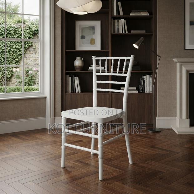 Home Chairs; White High Back Stackable Wedding Cushioned Chairs - thumbnail 6