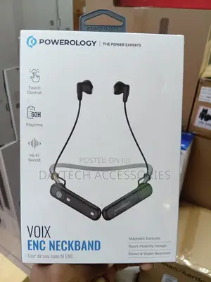 Powerology VOIX ENC Neckband Bluetooth 5.4 Magnetic Earphone.