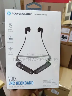 Powerology Voix ENC Wireless Neckband Earphones in Black
