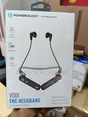 Powerology Voix ENC Neckband Earphones With 500mAh Battery.