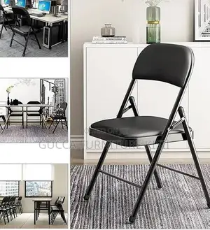 Black Foldable Ergonomic Leather Conference Chair