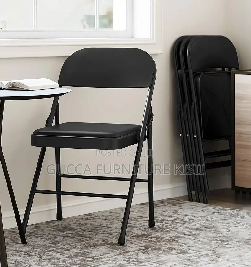 Black Foldable Ergonomic Leather Conference Chair