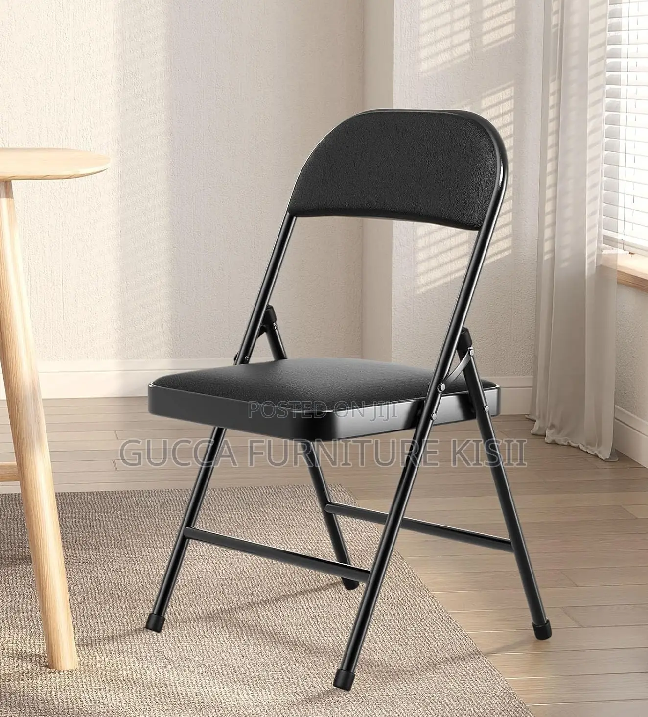 Black Foldable Ergonomic Leather Conference Chair