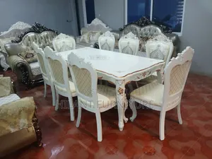 Luxury 8-Seater Royal Dining Table Set – White & Gold