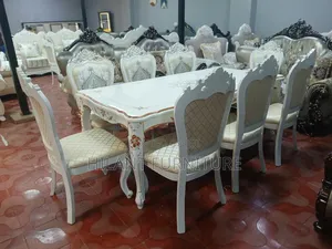 Luxury 8-Seater Royal Dining Table Set – White & Gold