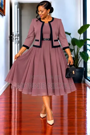 Fashionable Nude Women's Set Suit. Chiffon Dress
