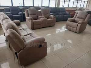Brown Premium Six-Seater Recliner Sofa Set .