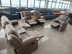 Brown Premium Six-Seater Recliner Sofa Set .