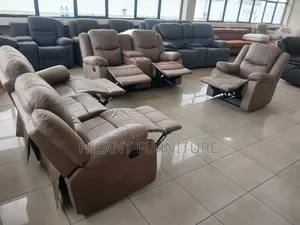 Brown Premium Six-Seater Recliner Sofa Set .