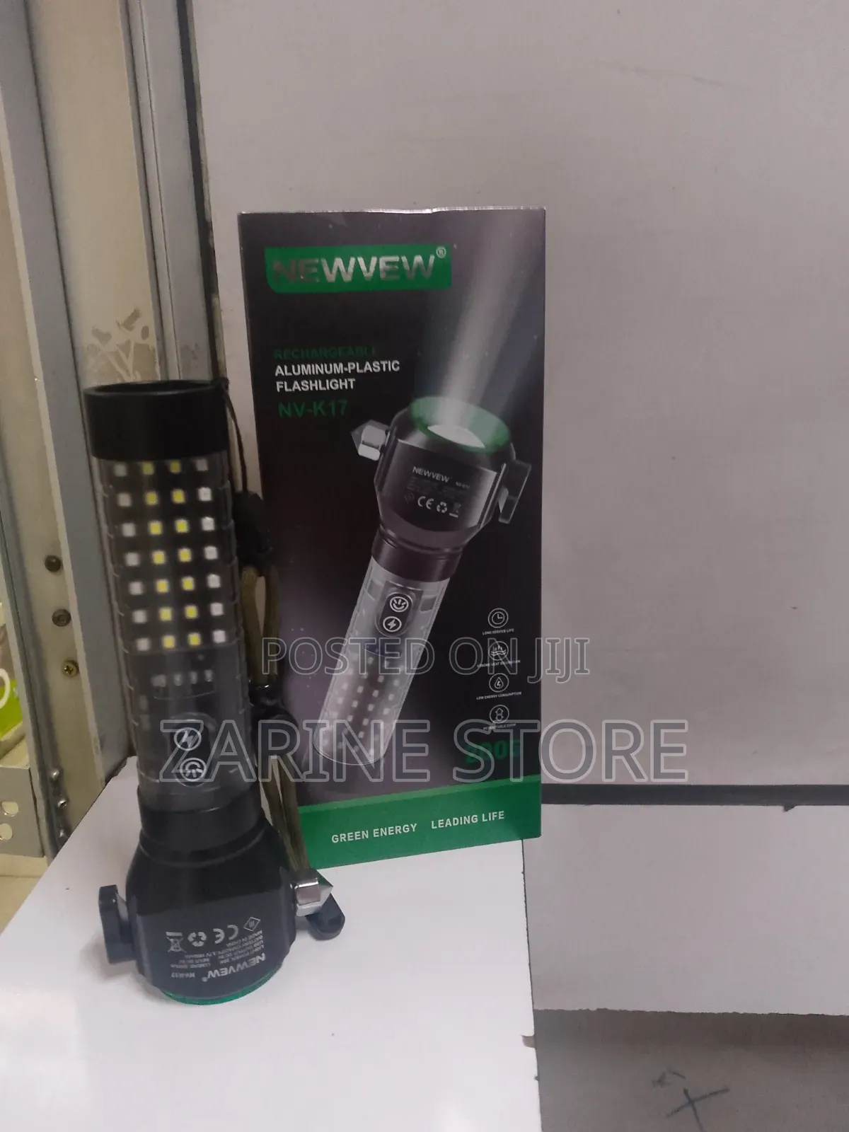 Alarm Newvew Zoomable Flashlight Rechargeable Both Solar & Electricity