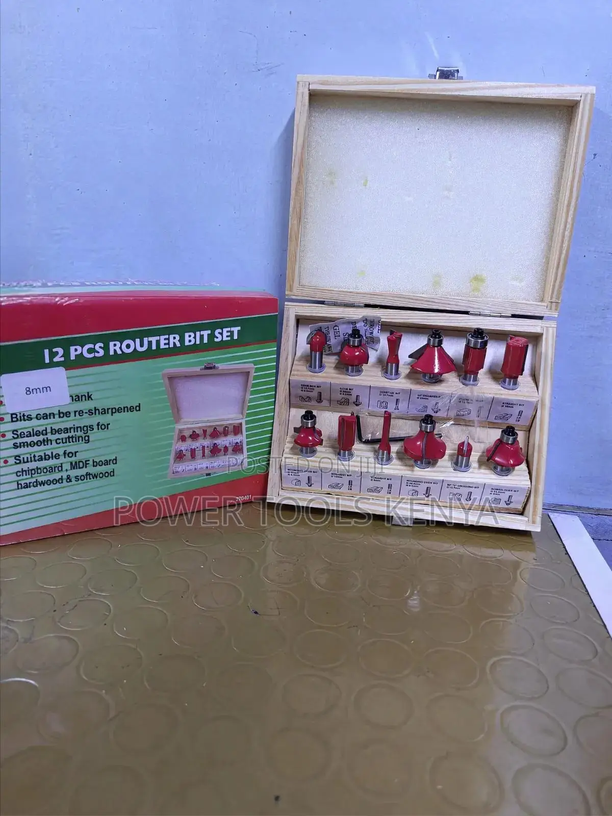 8mm 12-Piece Woodworking Router Bit Set,,,,,