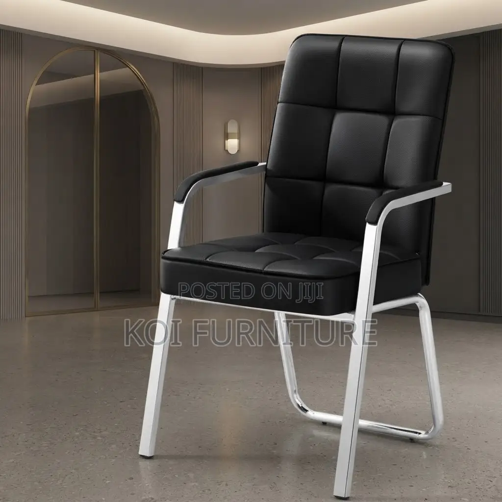 Office Chairs; Leather Reception Office Seat With Mid Back Support