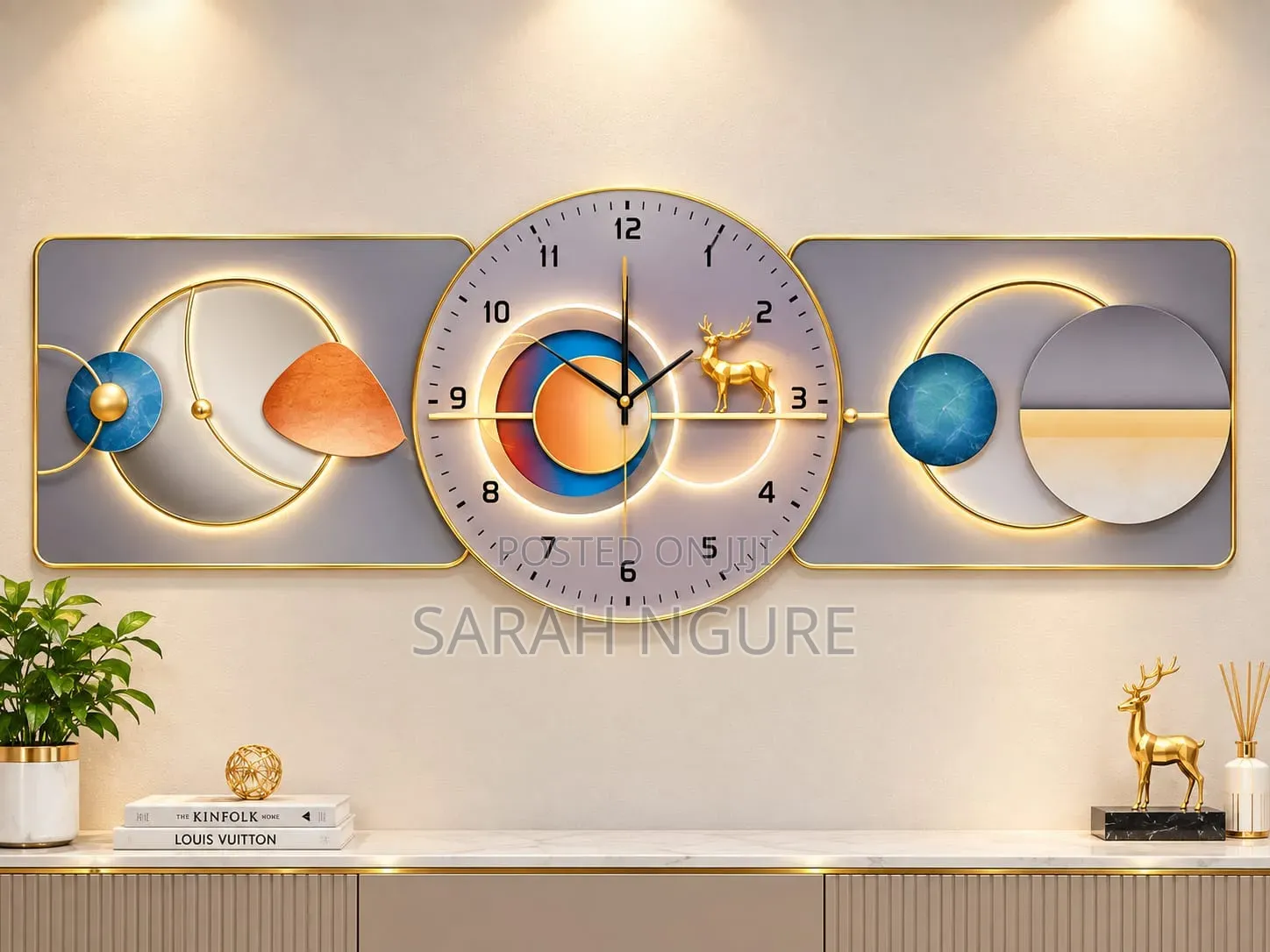 Wall Clock and Art Set Decor