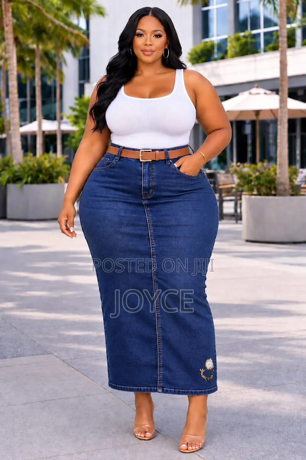 Denim Skirt+Belt