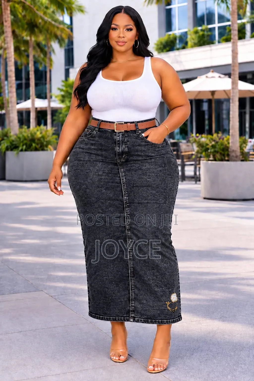 Denim Skirt+Belt
