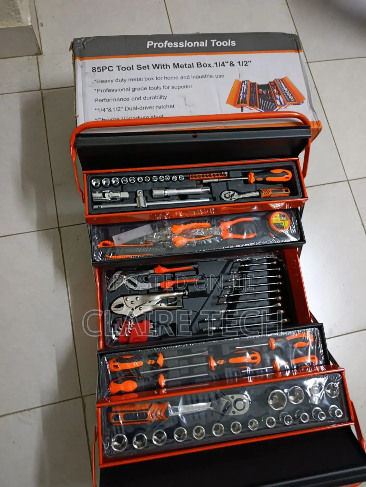 85Pcs Mechanical Tool Set – Foldable Tool Box