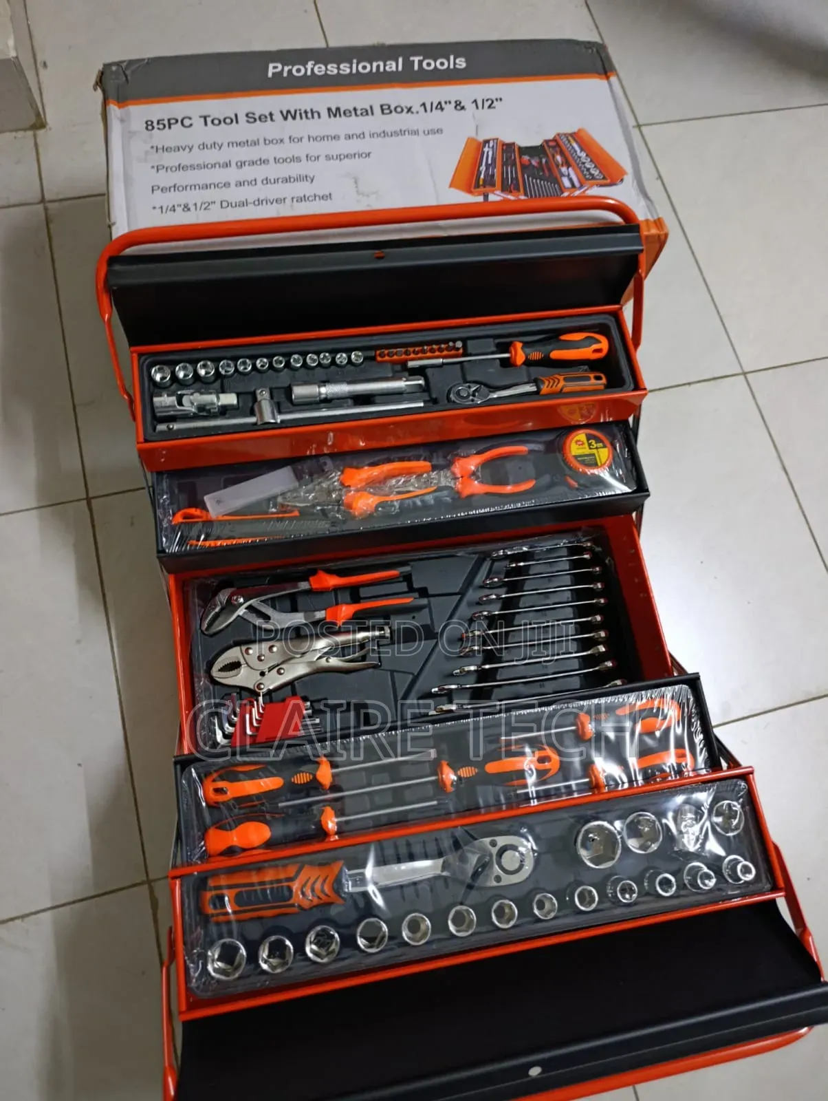 85Pcs Heavy-Duty Foldable Mechanical Tool Box