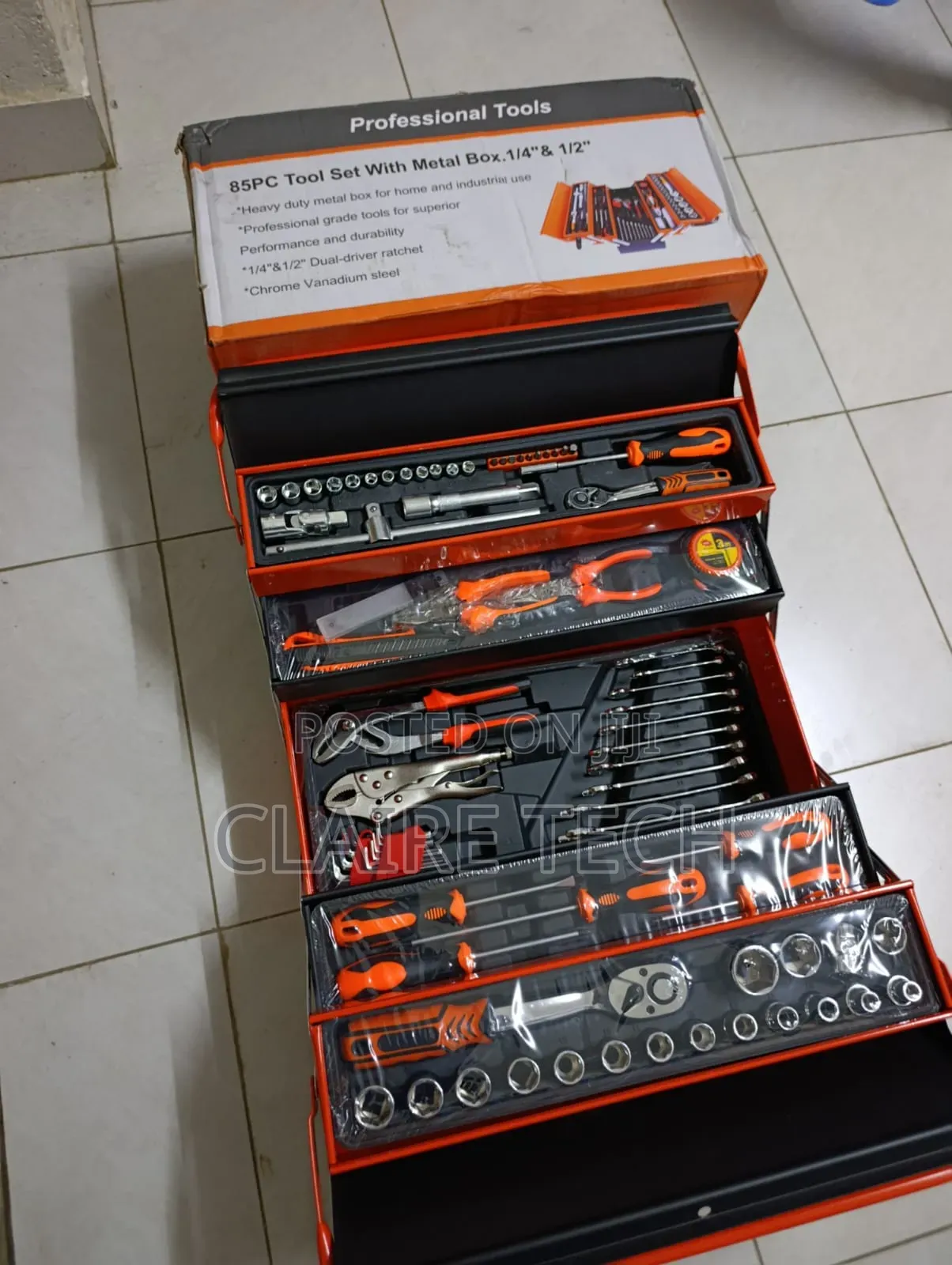 85Pcs Heavy-Duty Foldable Mechanical Tool Box