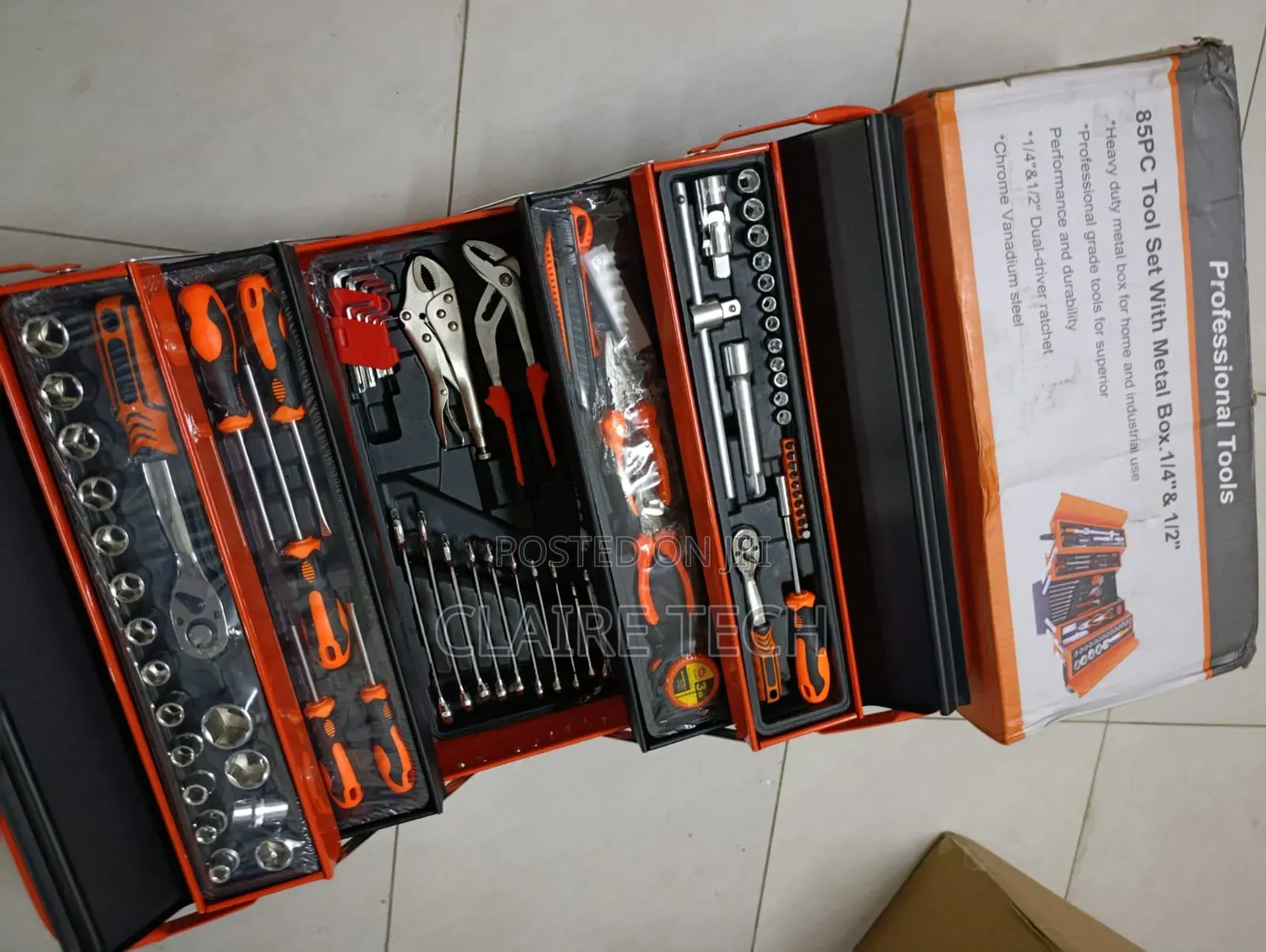 85Pcs Professional Mechanical Tool Set With Foldable Case