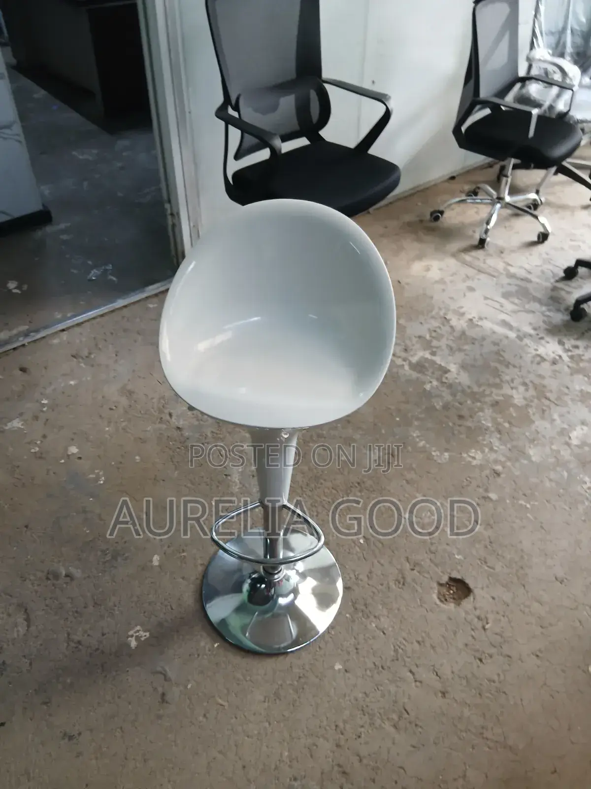 White Adjustable Bar Stool