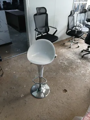 White Adjustable Bar Stool