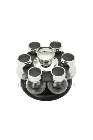 *Revolving Spice Rack | Glass Jar Bottles Set of 6 | Spice Jars