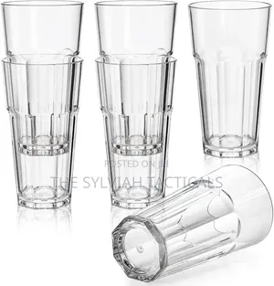 *6pcs Unbreakable Clear Tumbler Cups, 300ml Stackable Highball