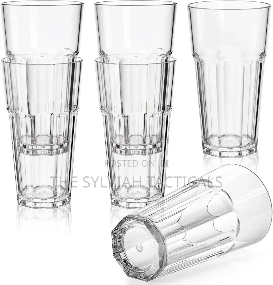 *6pcs Unbreakable Clear Tumbler Cups, 300ml Stackable Highball