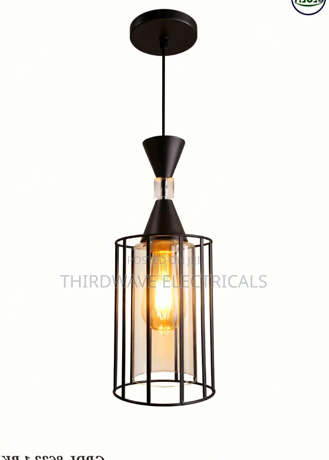 Open Black Metal Cage Modern Pendant Light