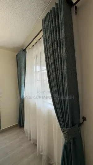 Blue Elegant Curtains and Green With Rings