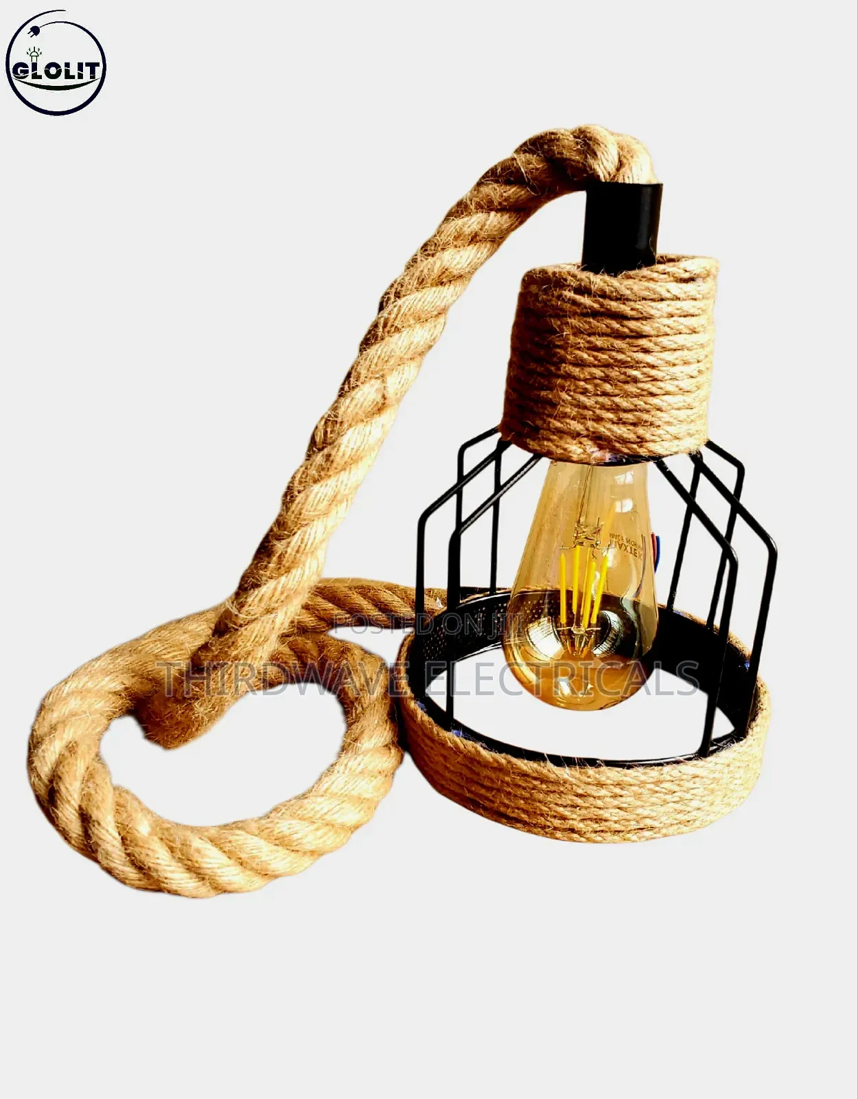 Hanging Rope Lamp Décor Rustic Industrial Pendant Light