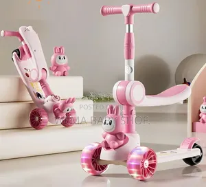 2-in-1 Kids Kick Scooter Detachable/Flip-Up Seat/Light & Music