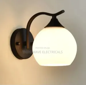 Modern Minimalist Wall Lamp Frosted Glass Globe Light Black