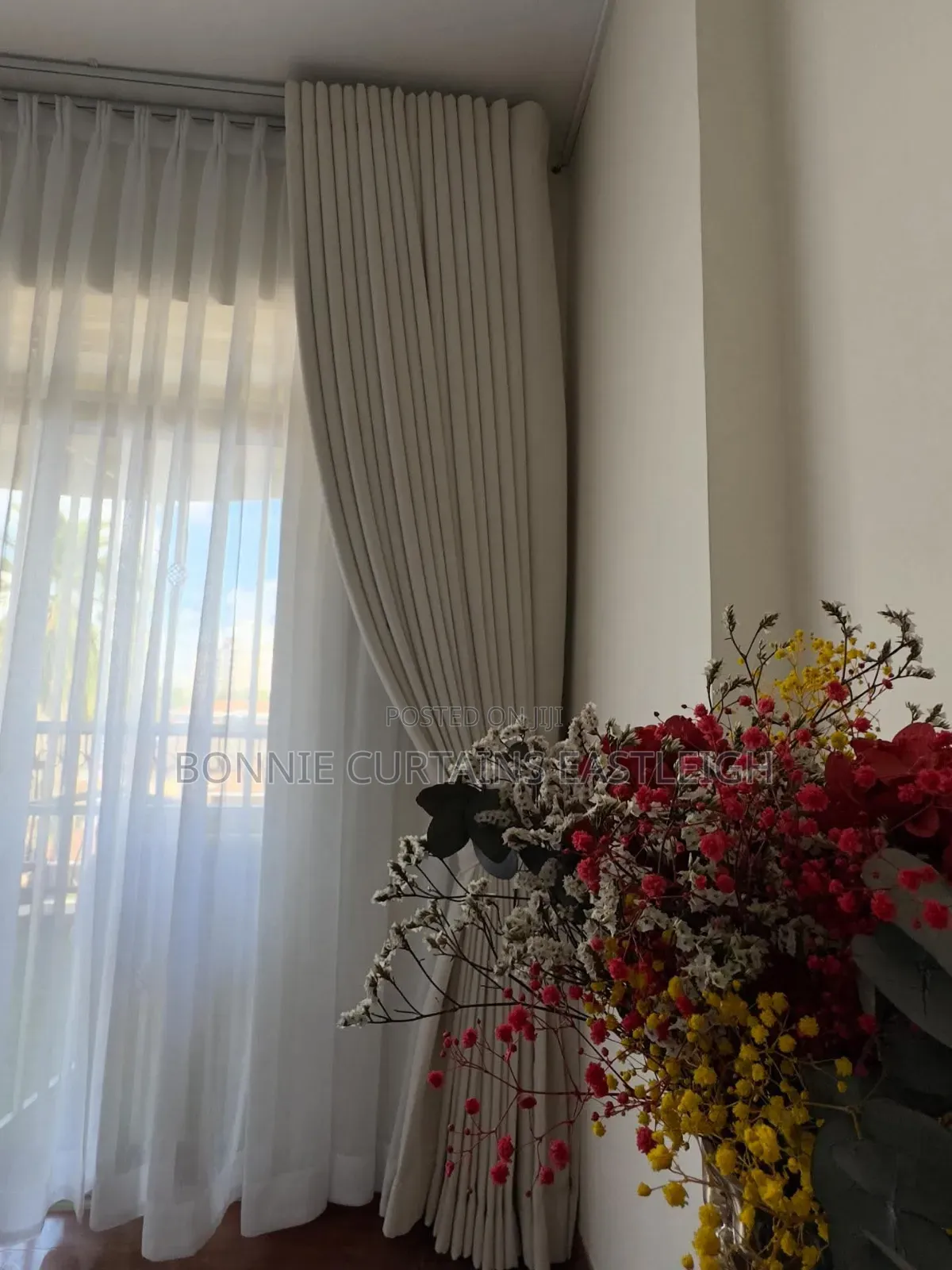 Cream and Pink High Quality Curtains and Sheers for Hooks