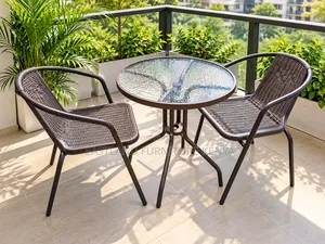 Modern Outdoor Patio Bistro Set – 2 Seater Glass Table & Chairs